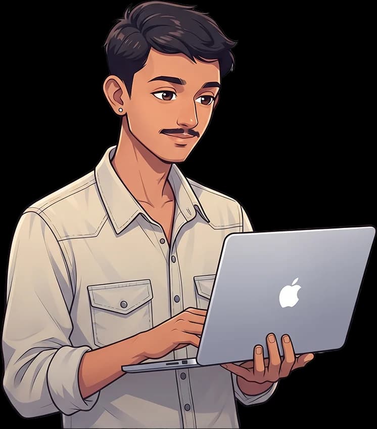 Vaibhav Rathod with laptop illustration